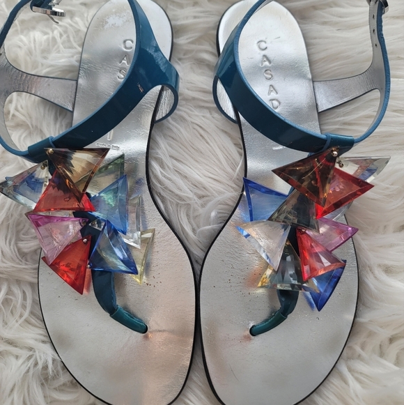 Casadei Shoes - CASADEI ITALIAN SHOE BRAND MULTICOLOR EMBELLISHED SANDALS SIZE EU 37.5 EUC